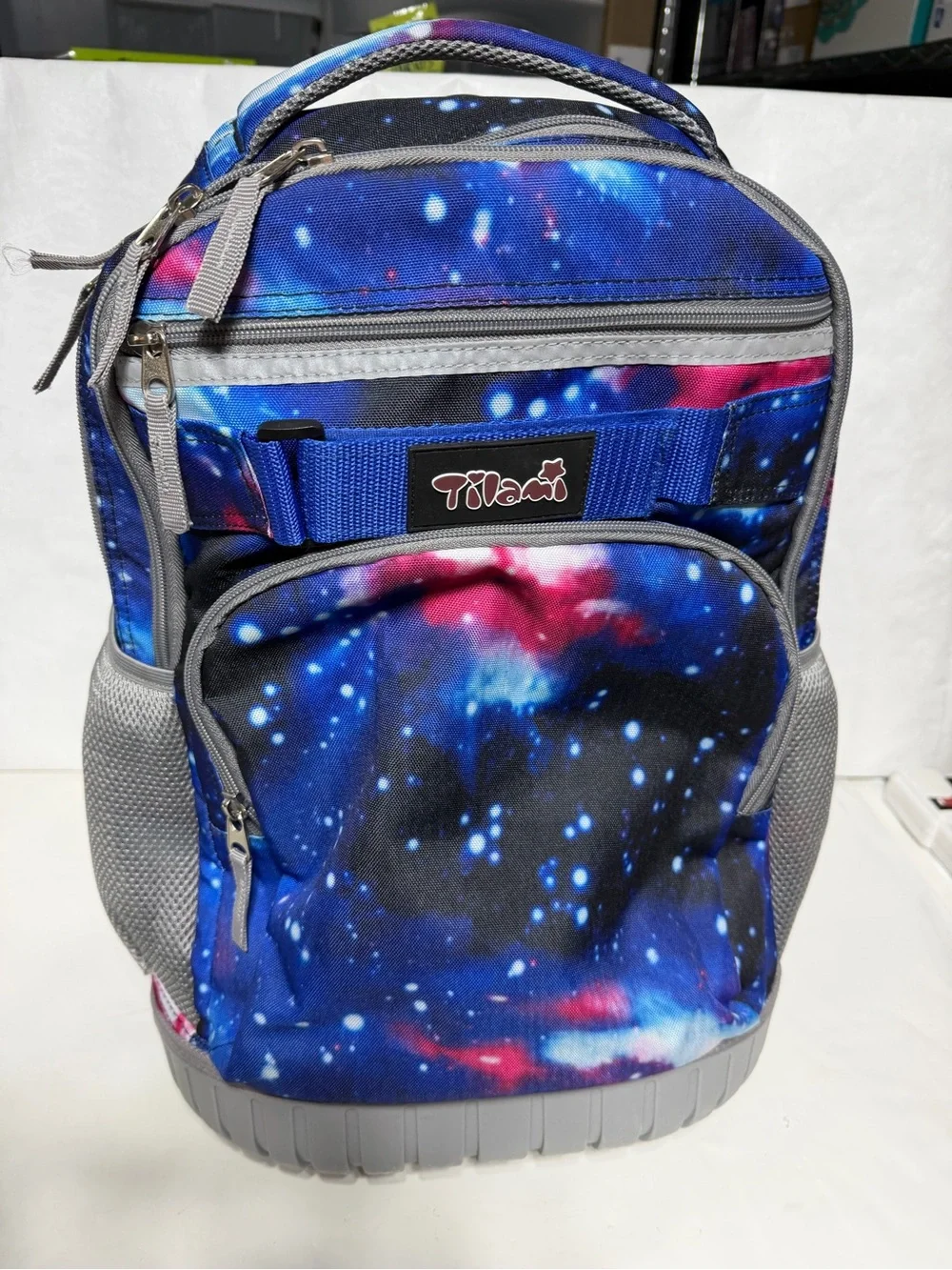 Tilami Deep Blue Galaxy Rolling Backpack 19 inch - pre owned condition